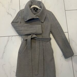 H&M Women's Gray Belted Coat